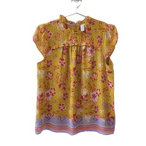 JOIE Floral Lightweight Lined Blouse Size L